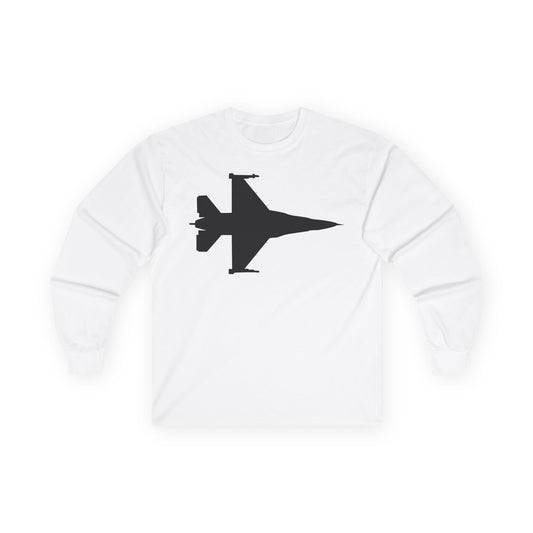 Unisex Ultra Cotton Long Sleeve Tee - Aircraft - F-16 -Top - Silhouette - wo Txt X 300