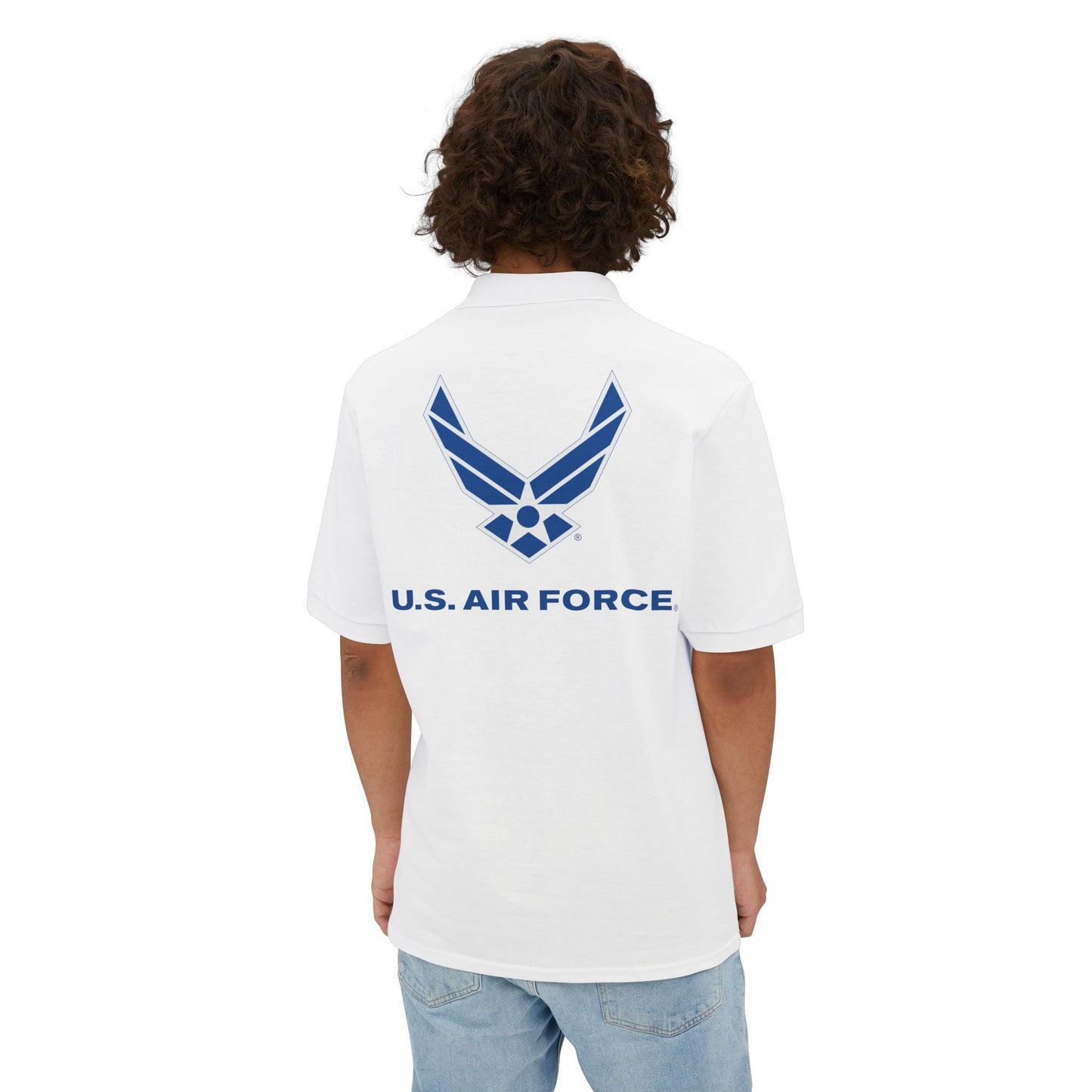 Men's Piqué Polo - USAF Logo, TM Txt - U S Air Force X 300