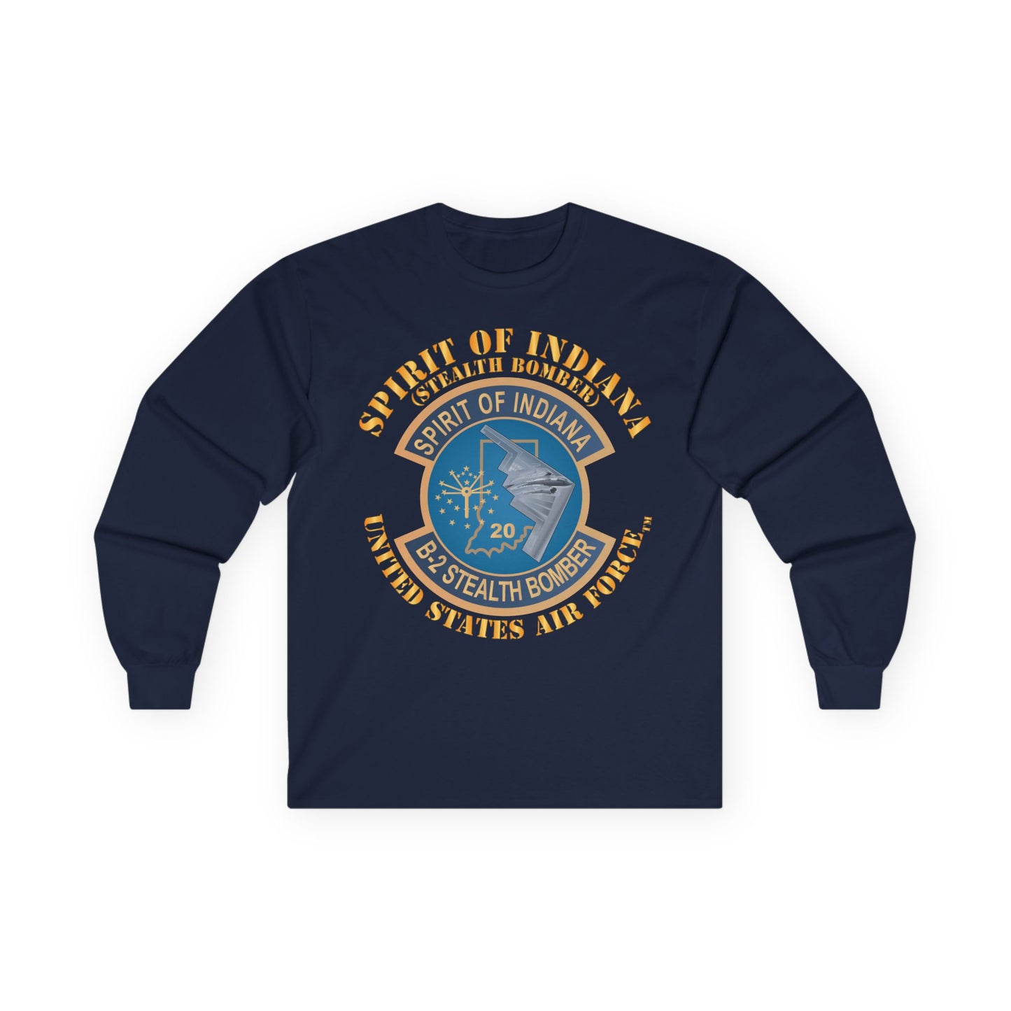 Unisex Ultra Cotton Long Sleeve Tee - USAF - B2 - Spirit of Indiana - Stealth Bomber X 300