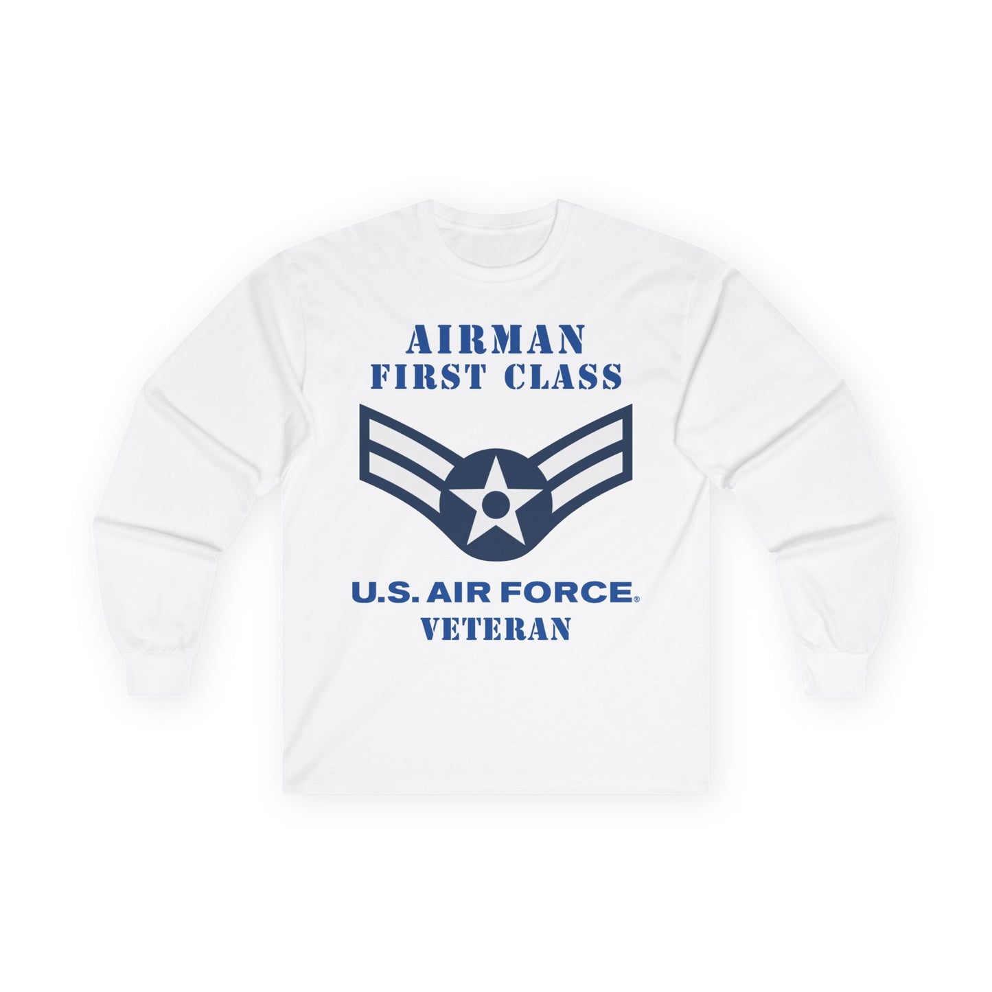Unisex Ultra Cotton Long Sleeve Tee - USAF - Airman - First Class (E3) - 2020 - Veteran