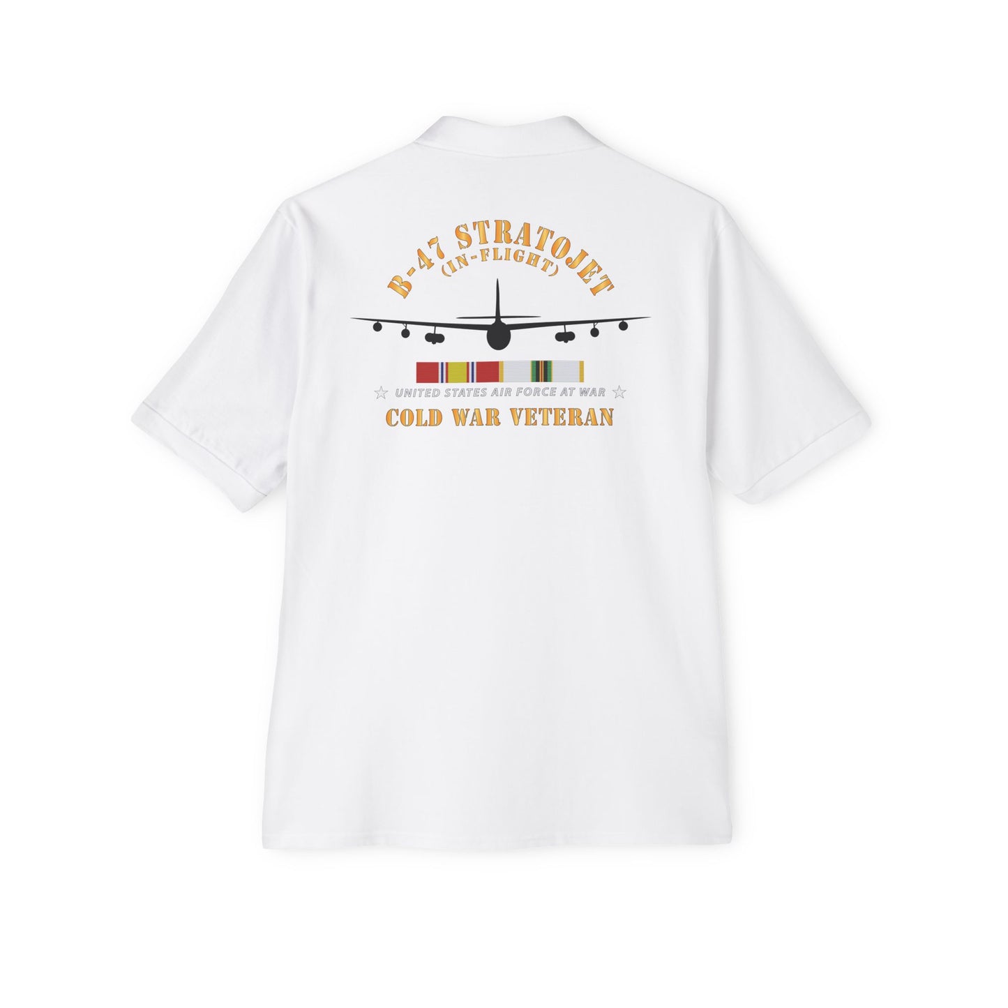 Men's Piqué Polo - USAF - B-47 Stratojet - In Flt - Silhouette - Cold War Veteran X 300