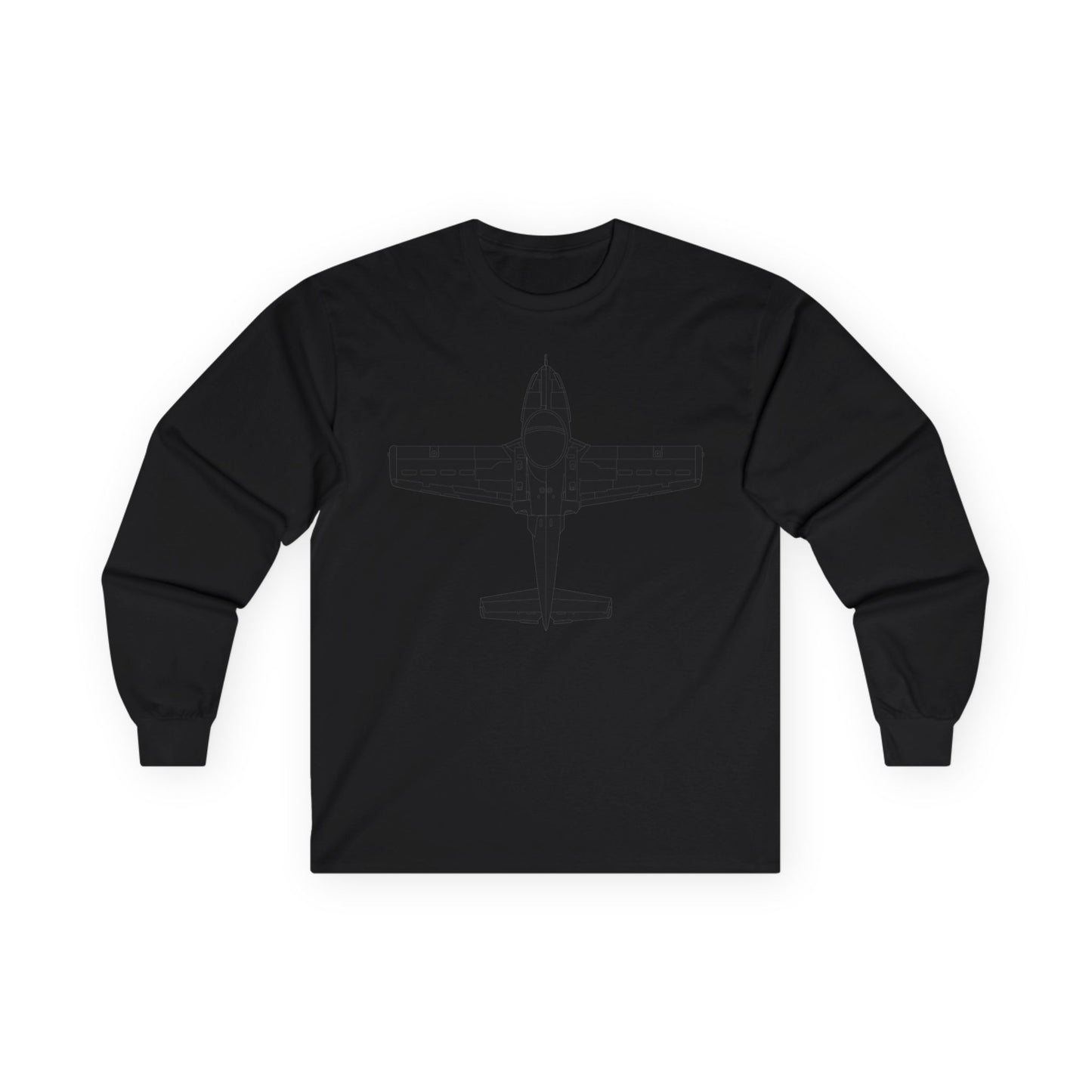 Unisex Ultra Cotton Long Sleeve Tee - Aircraft - T-37-Trainer - Top - Black - Metal X 300