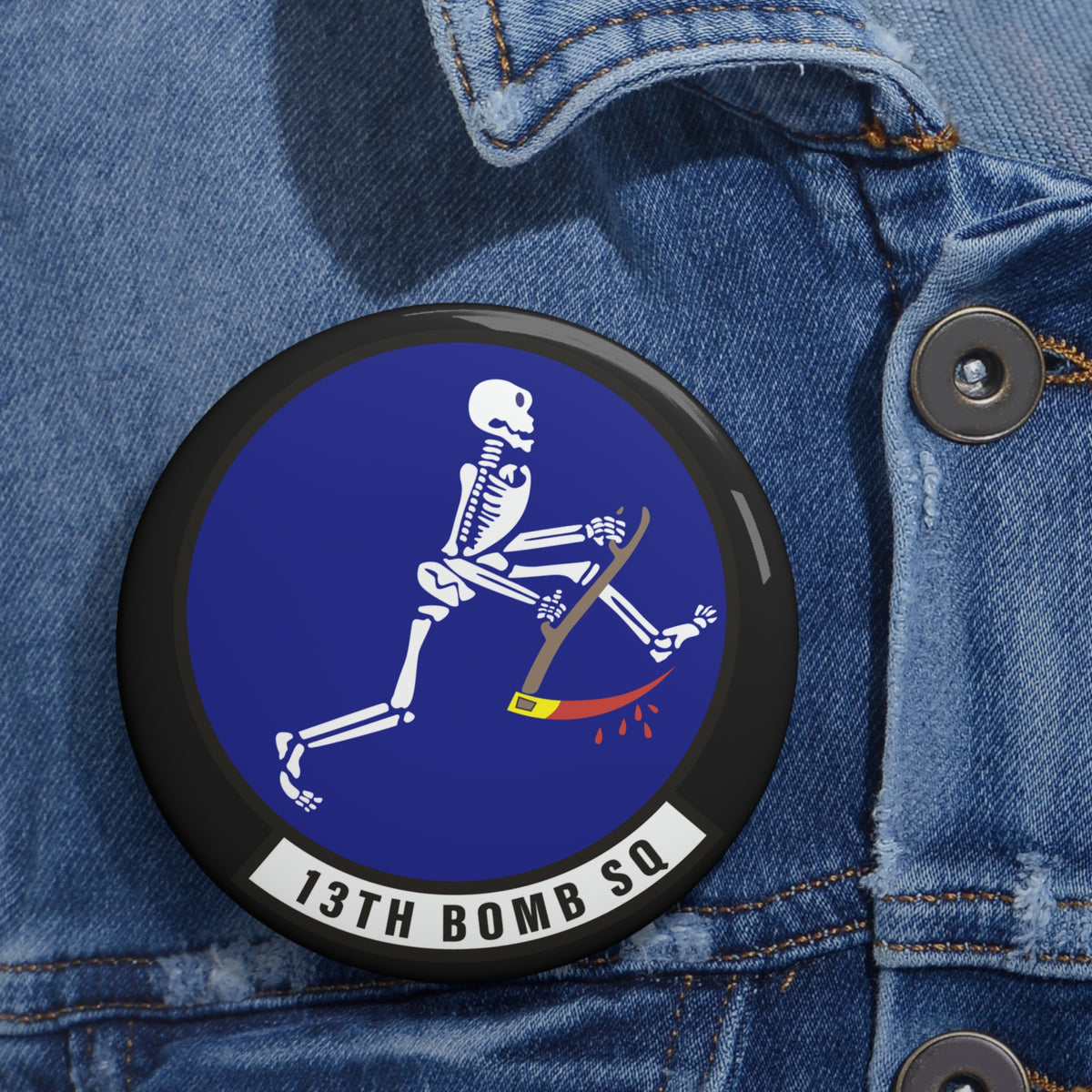Custom Pin Button - USAF - 13th Bomb Squadron wo txt