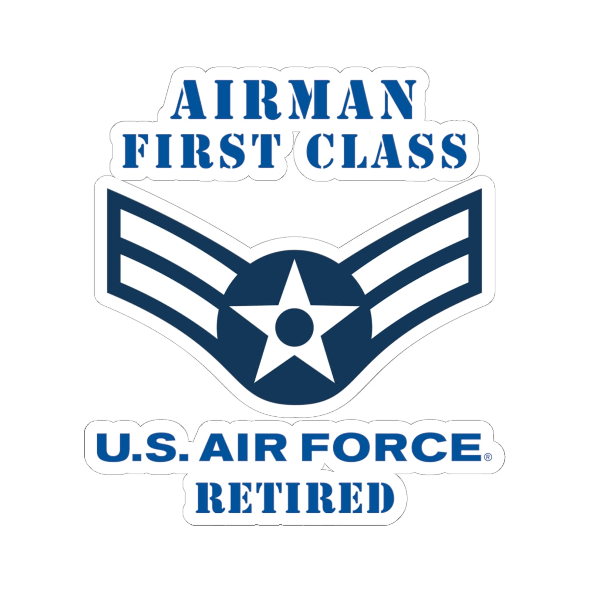 Kiss-Cut Stickers - USAF - Airman - First Class (E3) - 2020 - Retired