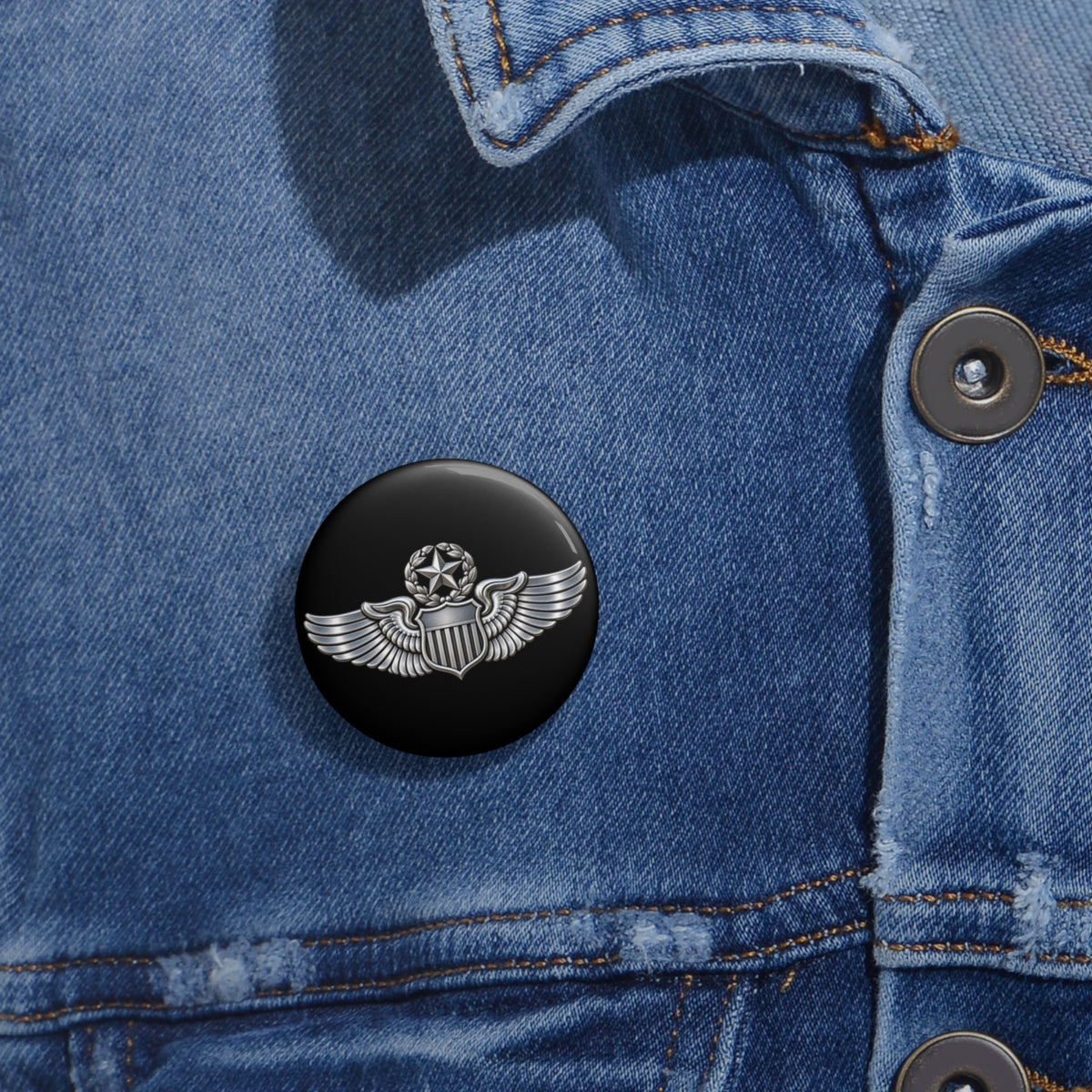 Custom Pin Button - USAF - Master Pilot Badge wo txt - 3D - Enhanced