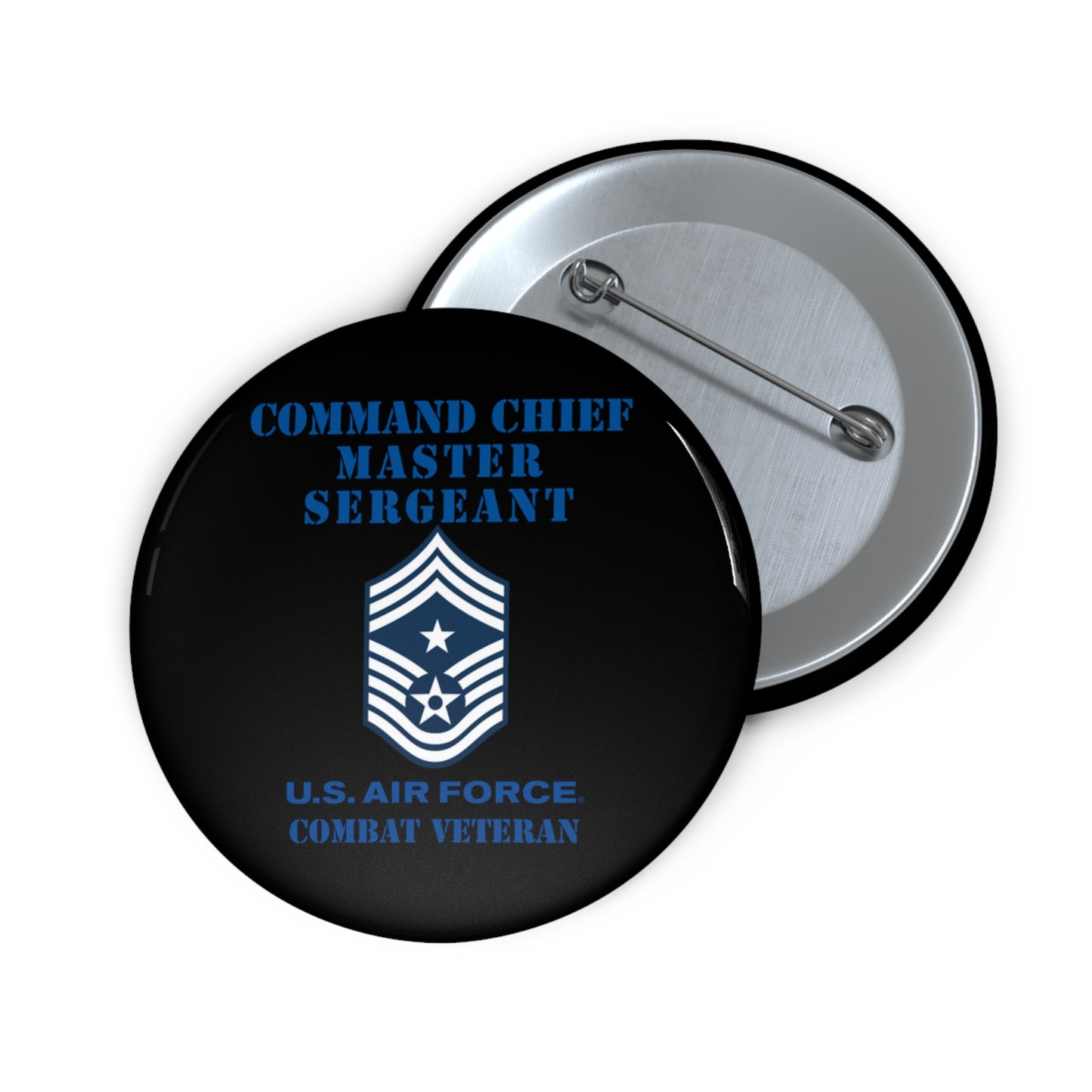 Custom Pin Button - USAF - Command Chief Master Sergeant (E9c) - 2020 - Combat Veteran