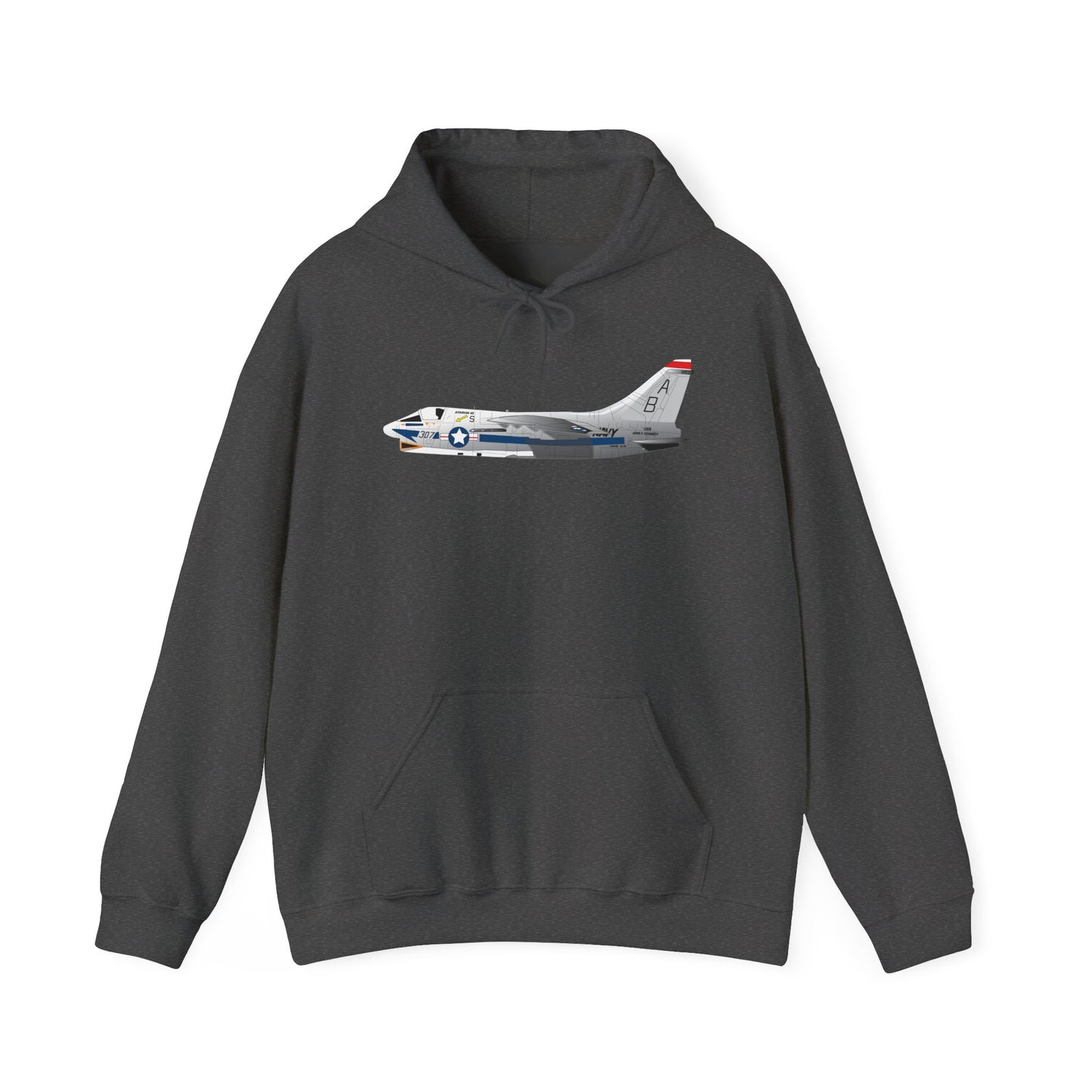 Unisex Heavy Blend Hooded Sweatshirt - Aircraft - Navy - A-7B Corsair II - Side X 300