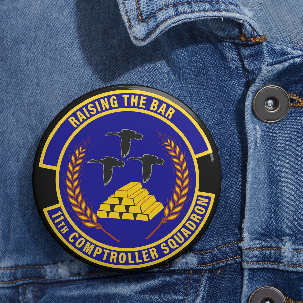 Custom Pin Button - USAF - 11th Comptroller Squadron wo txt