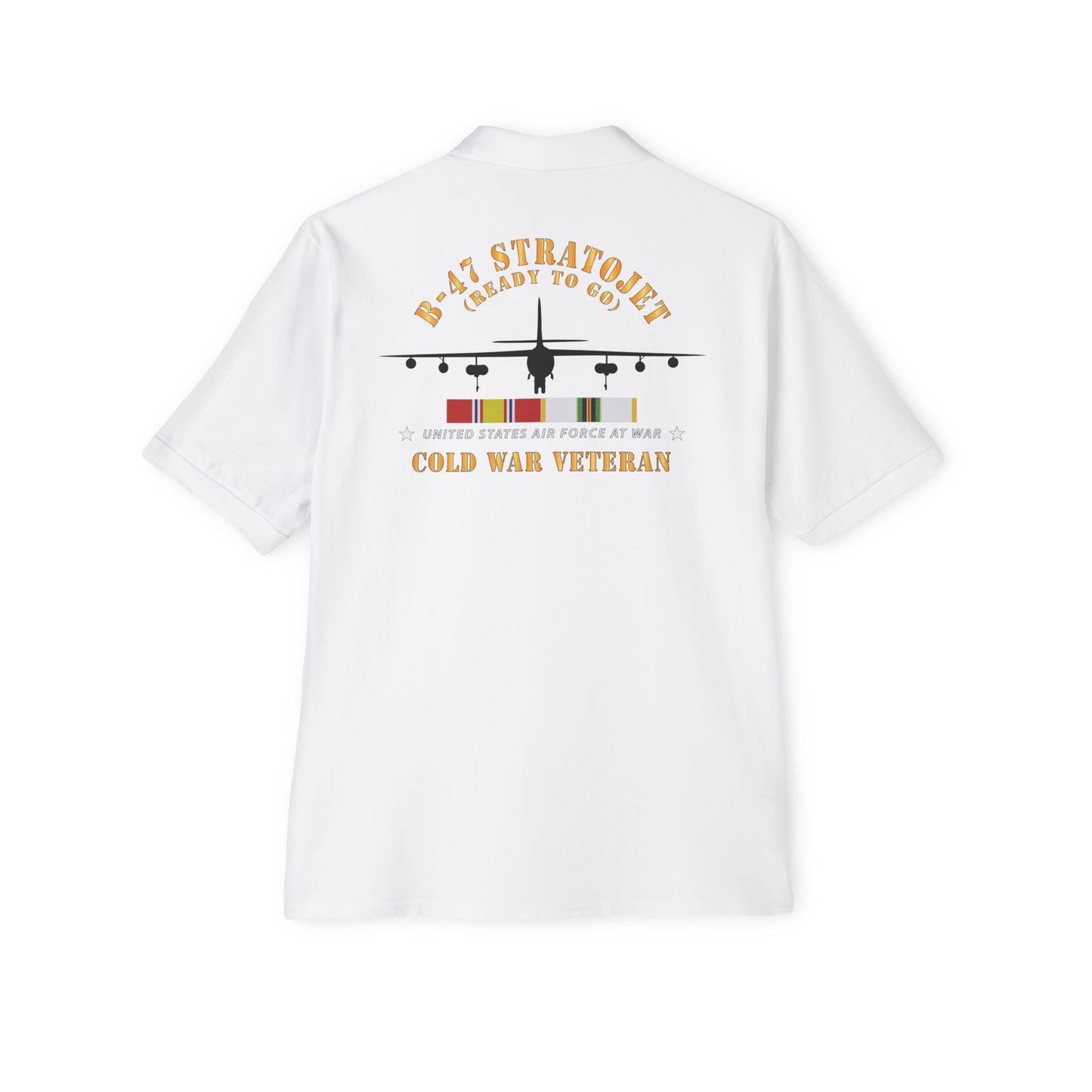 Men's Piqué Polo - USAF - B-47 Stratojet - Ready to Go - Silhouette - Cold War Veteran X 300
