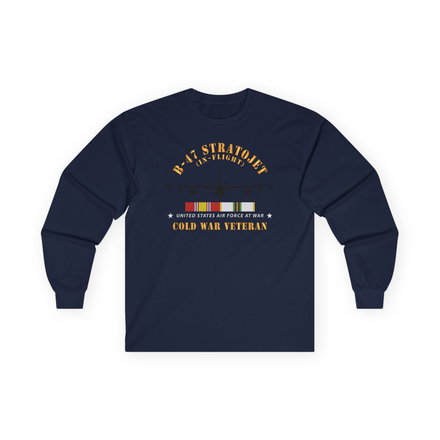 Unisex Ultra Cotton Long Sleeve Tee - USAF - B-47 Stratojet - In Flt - Silhouette - Cold War Veteran X 300