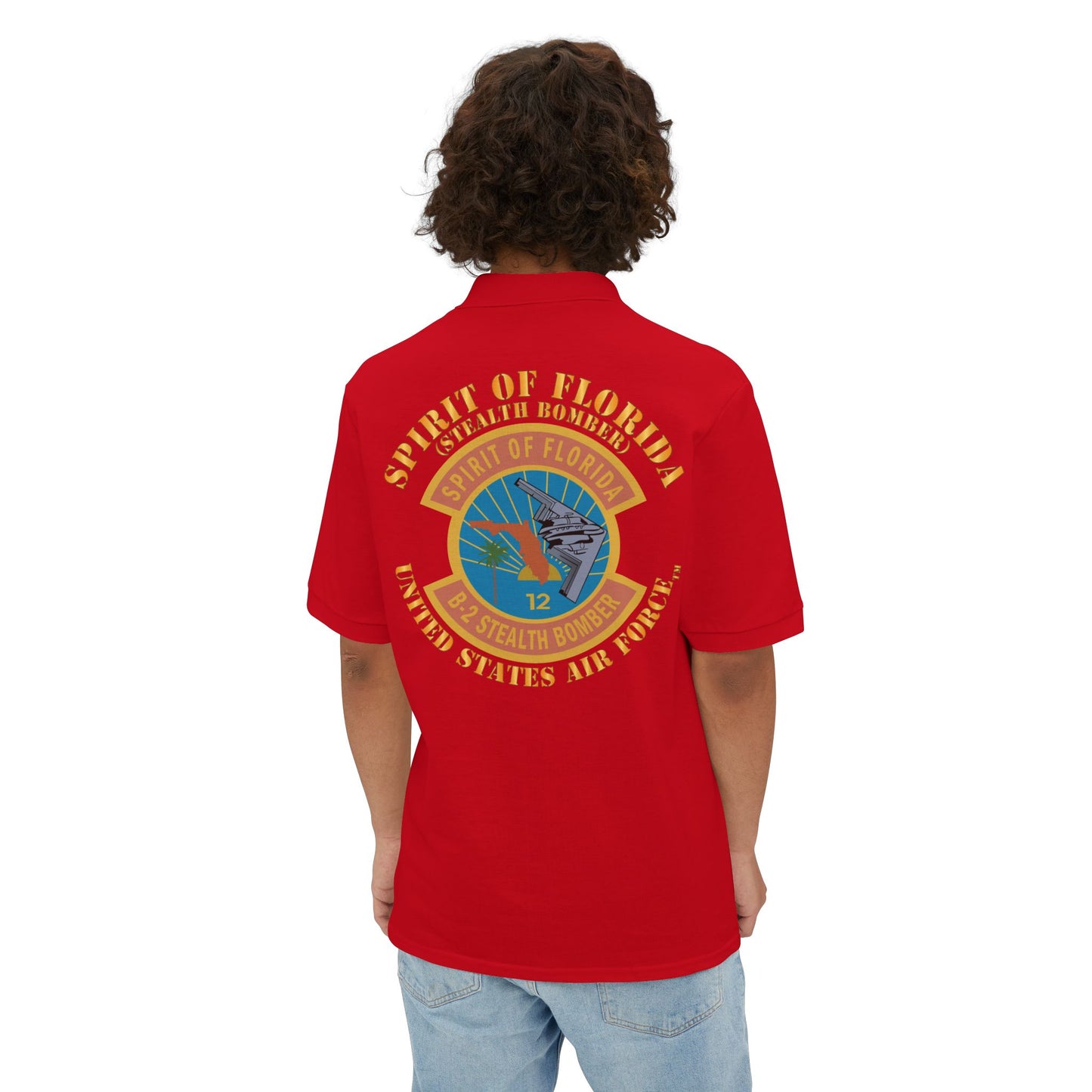 Men's Piqué Polo - USAF - B2 - Spirit of Florida - Stealth Bomber X 300