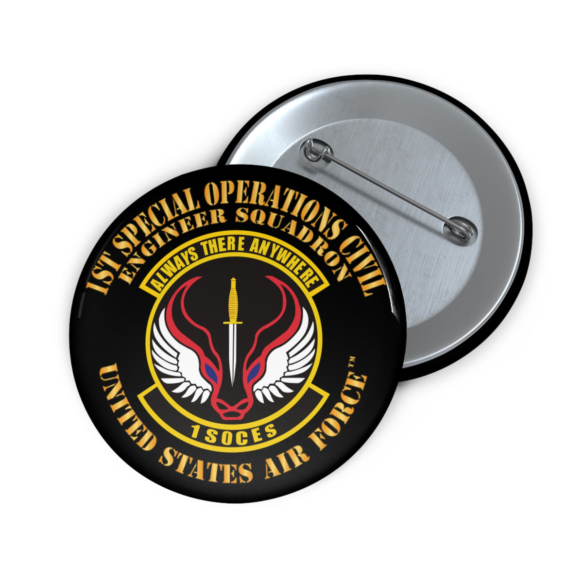 Custom Pin Button - USAF - 1st Special Operations Civil Engineer Sq X 300