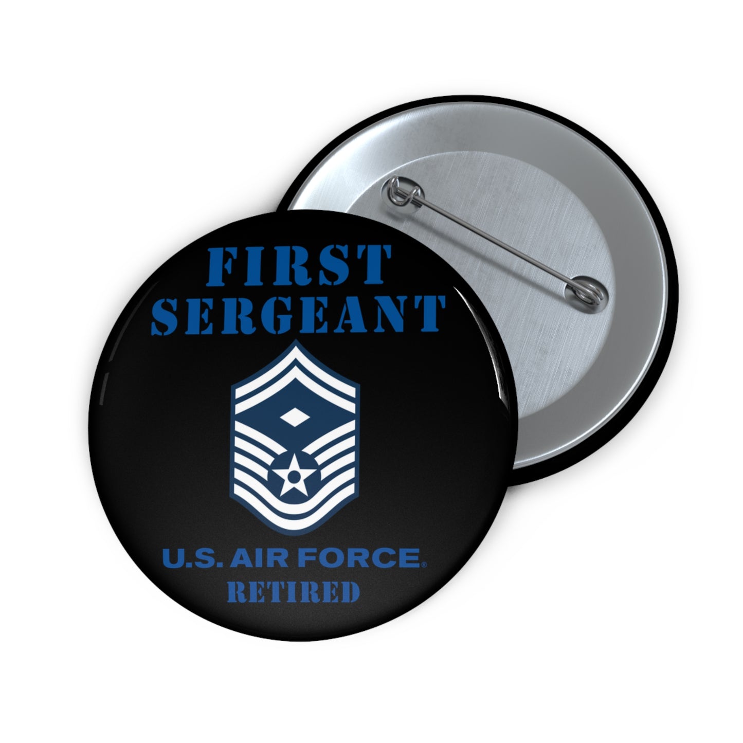 Custom Pin Button - USAF - First Sergeant (E8b) - 2020 - Retired