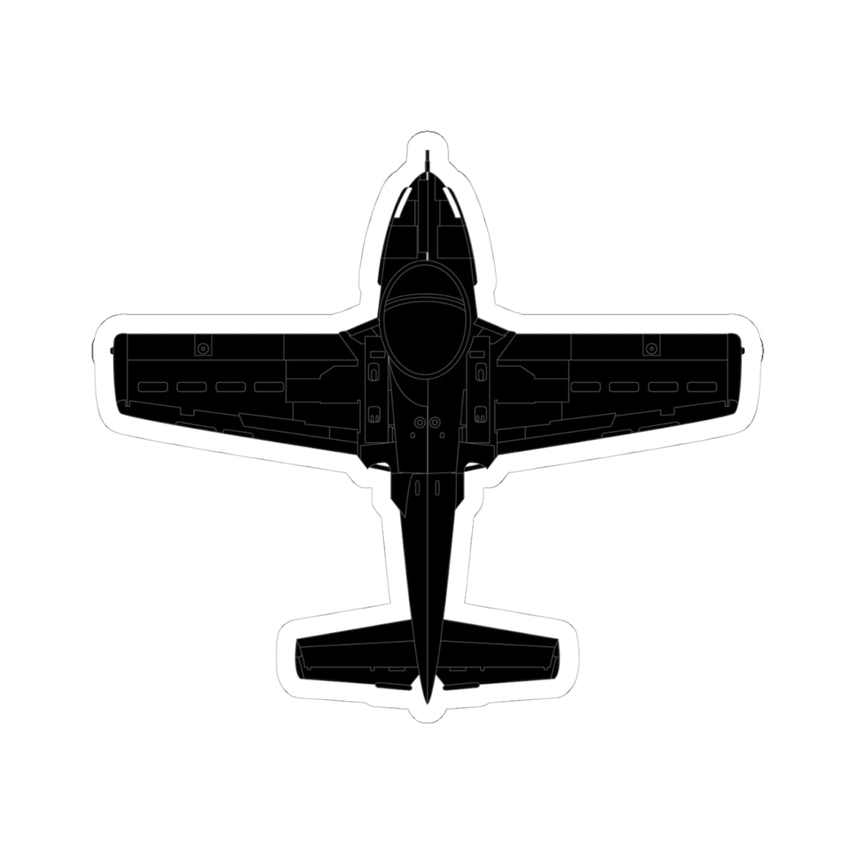 Kiss-Cut Stickers - Aircraft - T-37-Trainer - Top - Black - Metal X 300