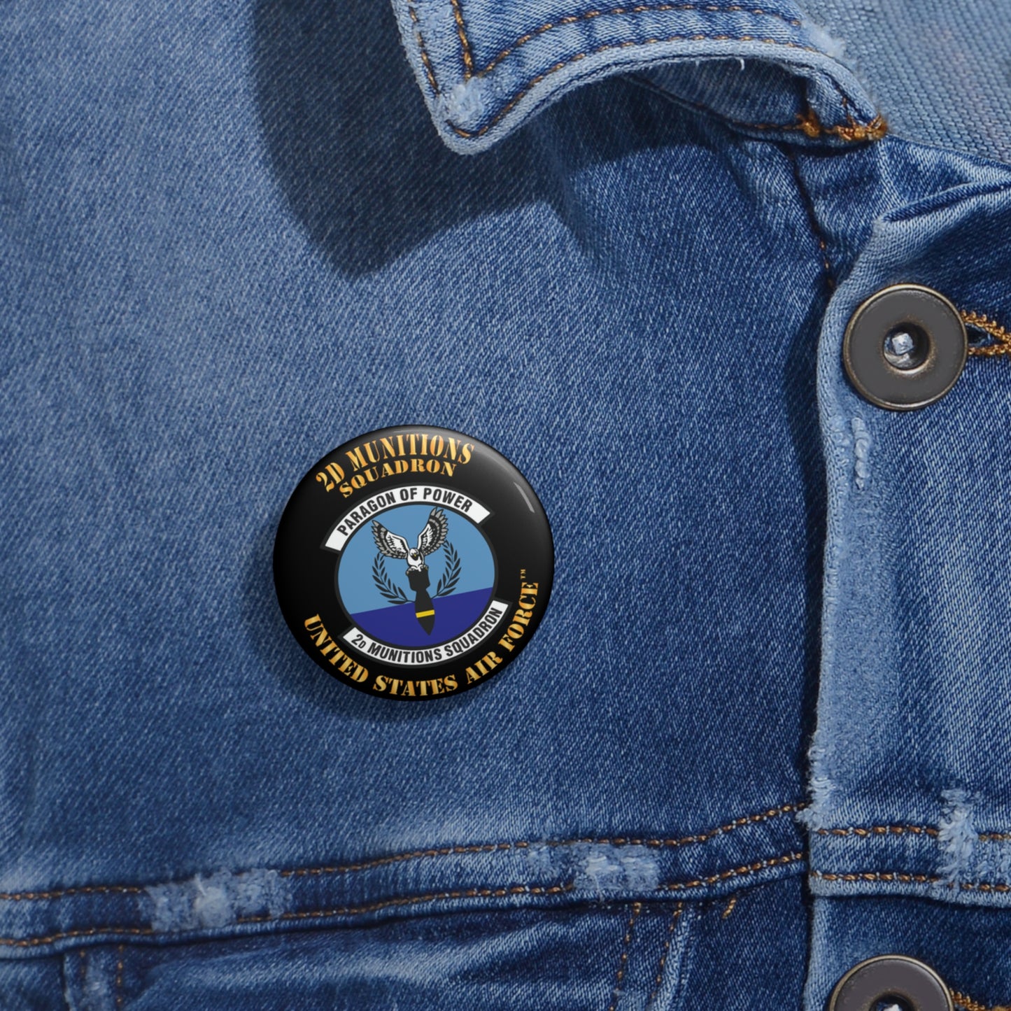 Custom Pin Button - USAF - 2nd Munitions Squadron