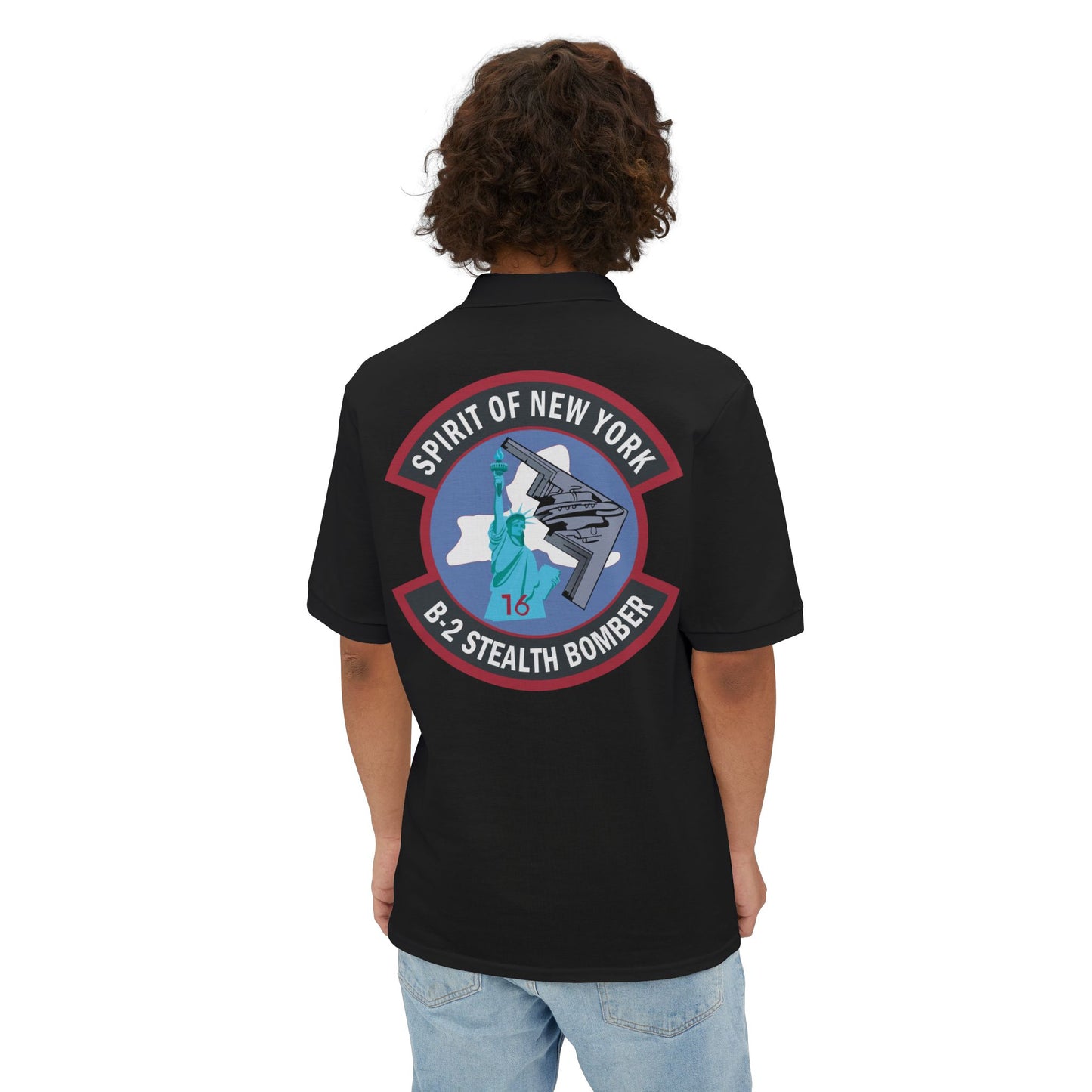 Men's Piqué Polo - USAF - B2 - Spirit of New York - Stealth Bomber wo txt X 300