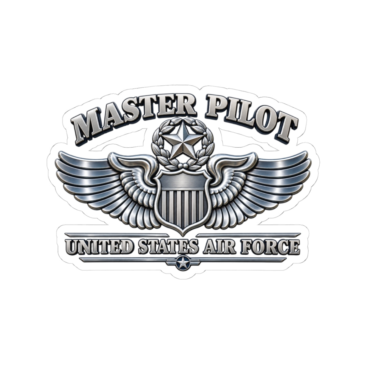 Kiss-Cut Stickers - USAF - Master Pilot Badge - United States Air Force - 3D - Enhanced