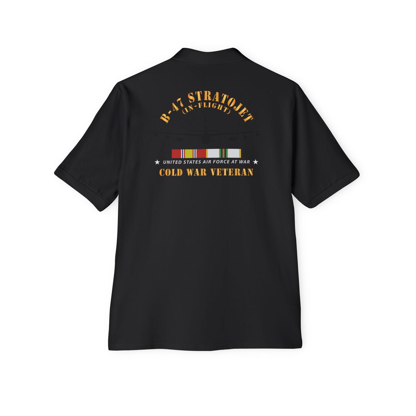 Men's Piqué Polo - USAF - B-47 Stratojet - In Flt - Silhouette - Cold War Veteran X 300
