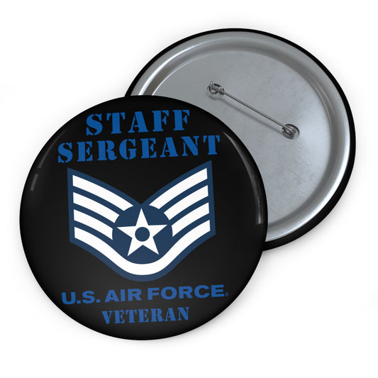 Custom Pin Button - USAF - Staff Sergeant (E5) - 2020 - Veteran
