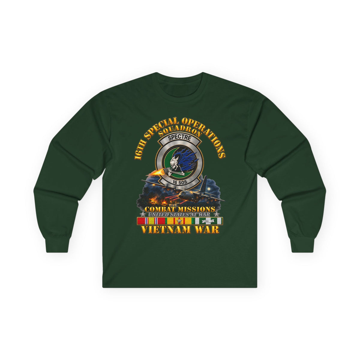 Unisex Ultra Cotton Long Sleeve Tee - SOF - 16th SOS - Combat Missions w VN SVC - 3D - Enhanced