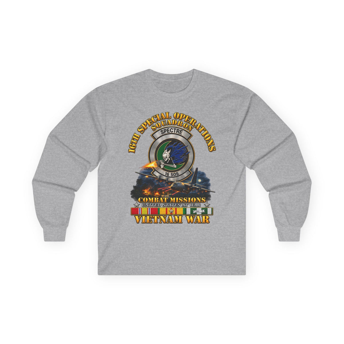 Unisex Ultra Cotton Long Sleeve Tee - SOF - 16th SOS - Combat Missions w VN SVC - 3D - Enhanced