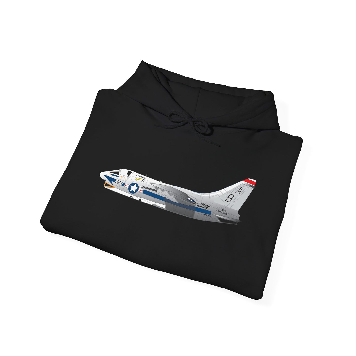 Unisex Heavy Blend Hooded Sweatshirt - Aircraft - Navy - A-7B Corsair II - Side X 300