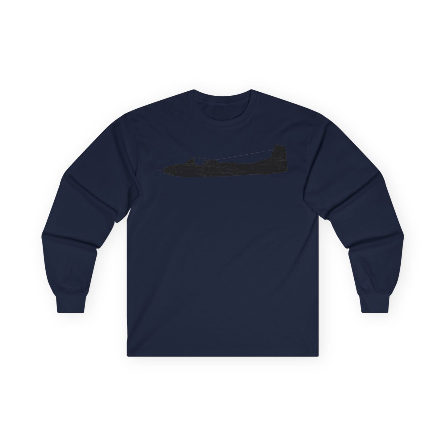 Unisex Ultra Cotton Long Sleeve Tee - Aircraft - T-37-Trainer - Side - Black - Metal X 300