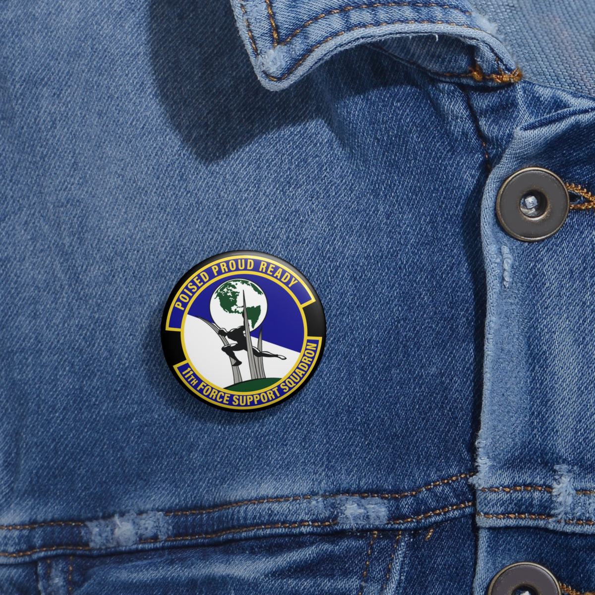 Custom Pin Button - USAF - 11th Force Support Squadron wo txt