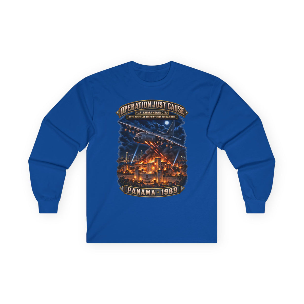 Unisex Ultra Cotton Long Sleeve Tee - SOF - 16th SOS - Panama Invasion 1989 - La Comandancia - 3D - Enhanced