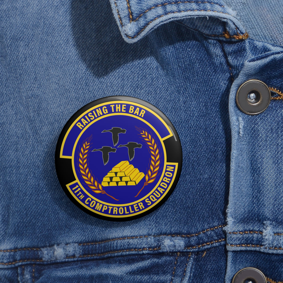 Custom Pin Button - USAF - 11th Comptroller Squadron wo txt