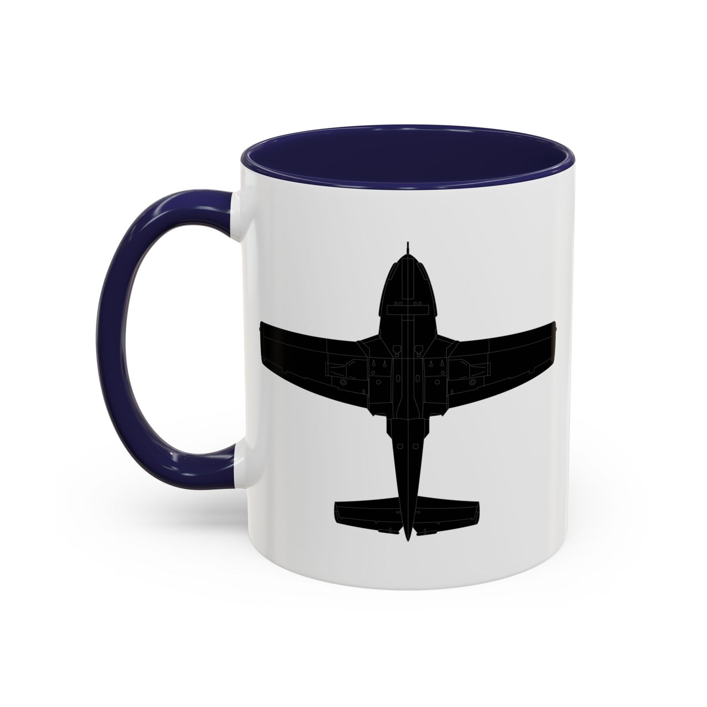 Accent Coffee Mug (11oz & 15oz) - Aircraft - T-37-Trainer - Bottom - Black - Metal X 300