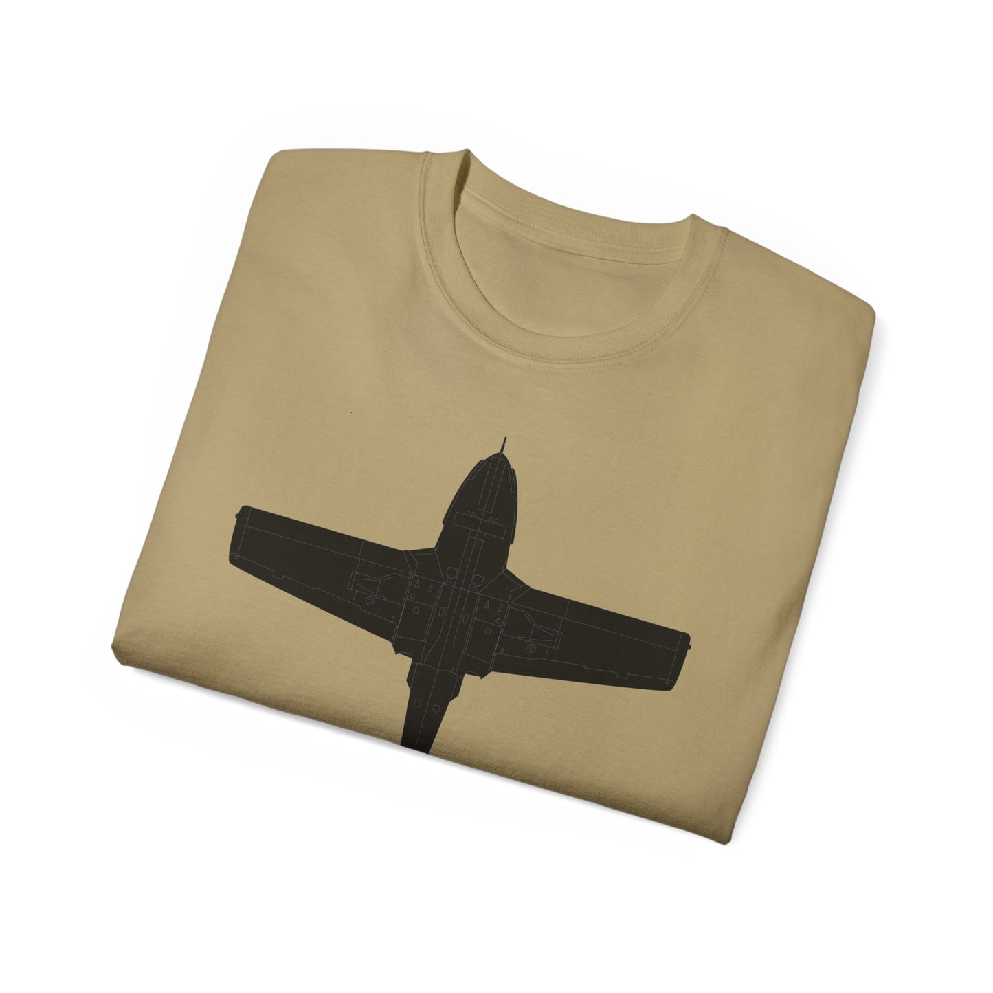 Unisex Ultra Cotton Tee - Aircraft - T-37-Trainer - Bottom - Black - Metal X 300