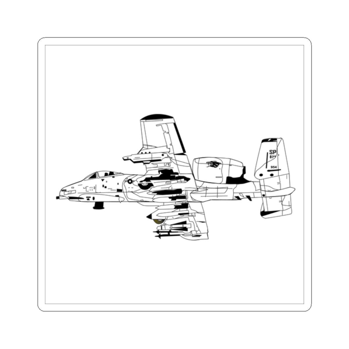 Kiss-Cut Stickers - Aircraft - A-10 Wart Hog - BW X 300