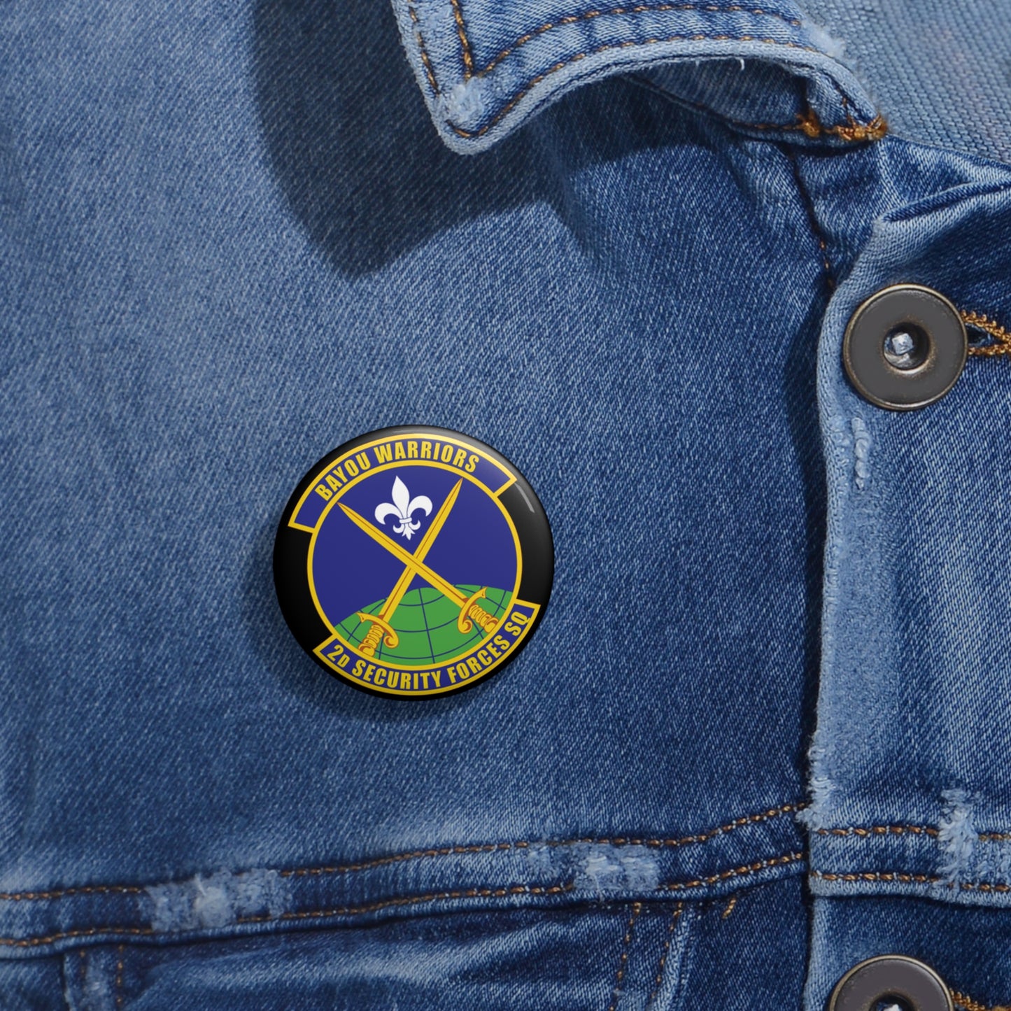Custom Pin Button - USAF - 2nd Security Forces Squadron wo txt