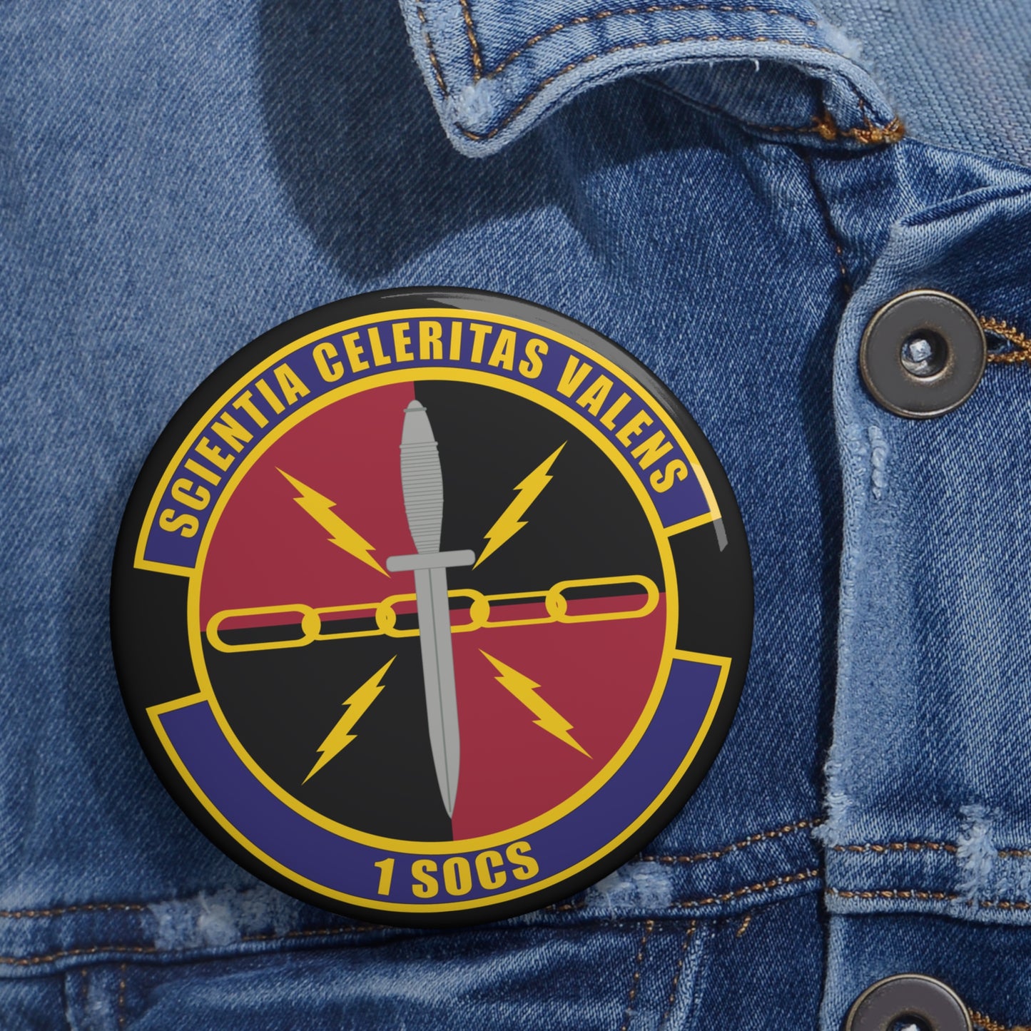 Custom Pin Button - USAF - 1st Special Operations Communication Squadron wo txt