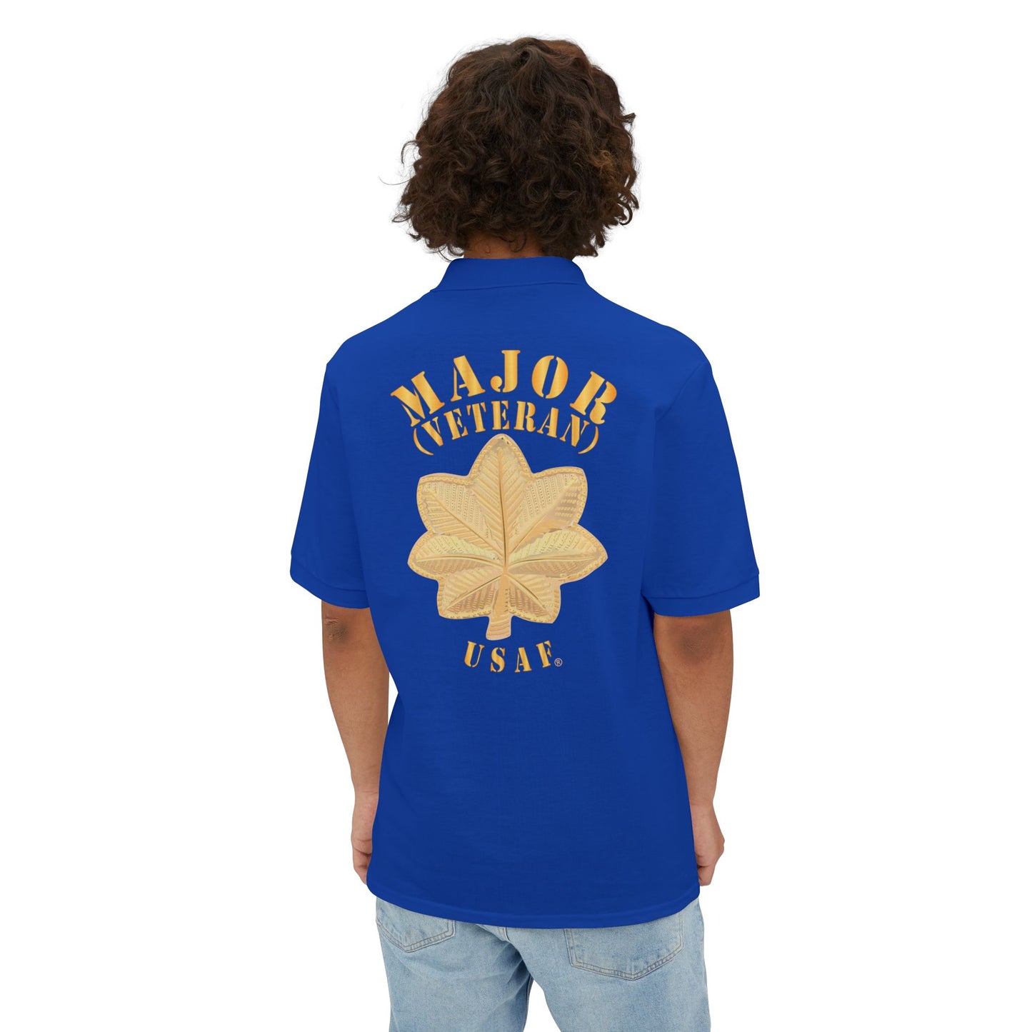 Men's Piqué Polo - USAF - Major - Veteran - USAF X 300