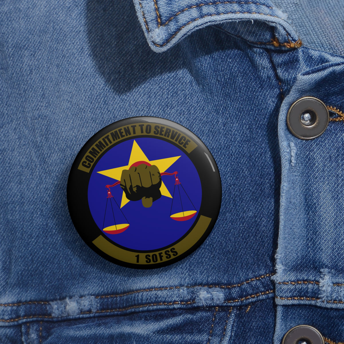 Custom Pin Button - USAF - 1st Special Operations Force Support Sq wo txt X 300
