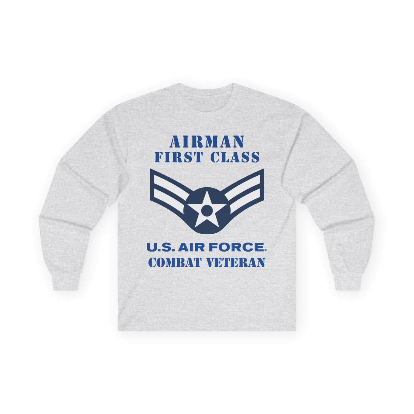 Unisex Ultra Cotton Long Sleeve Tee - USAF - Airman - First Class (E3) - 2020 - Combat Veteran