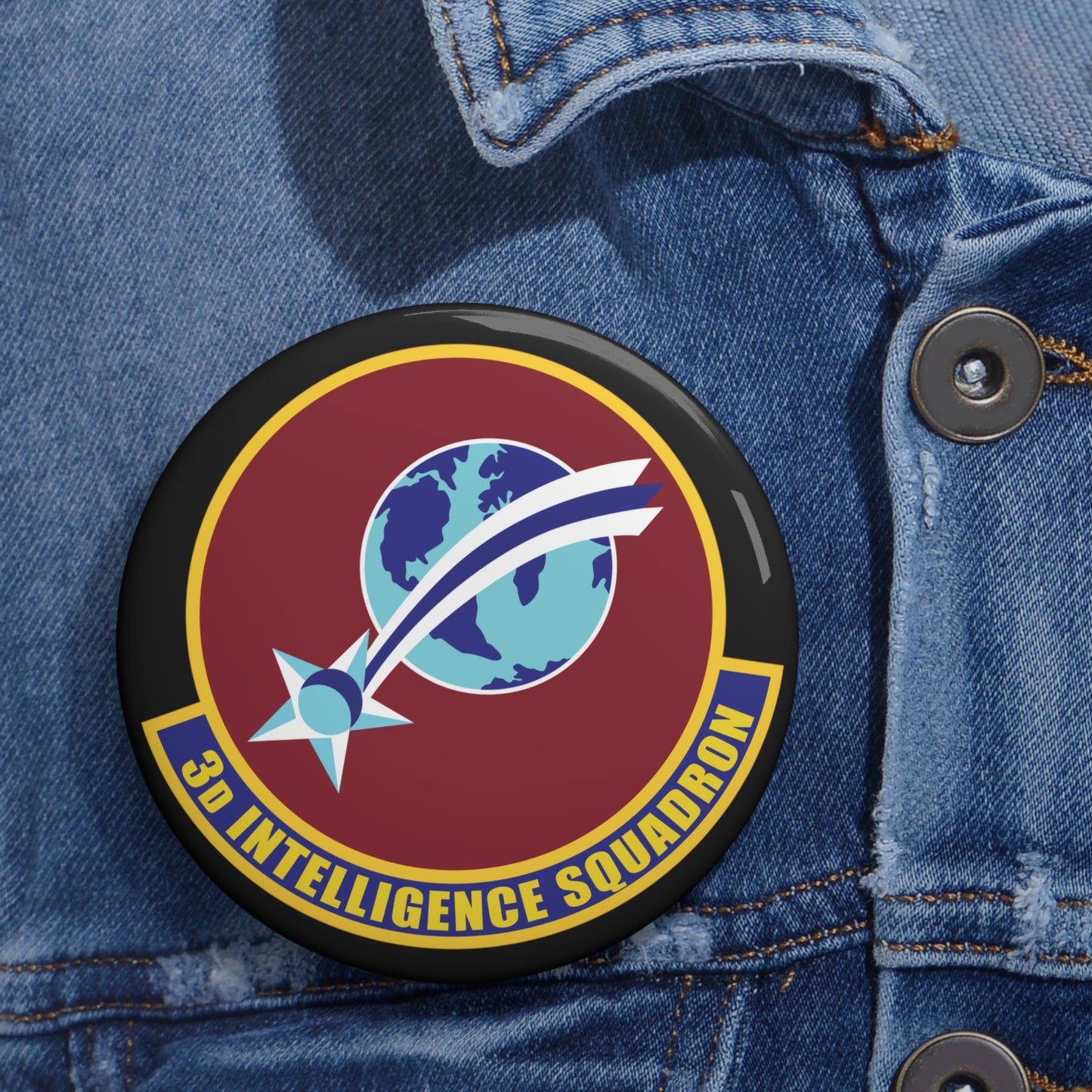 Custom Pin Button - USAF - 3rd Intelligence Squadron wo txt