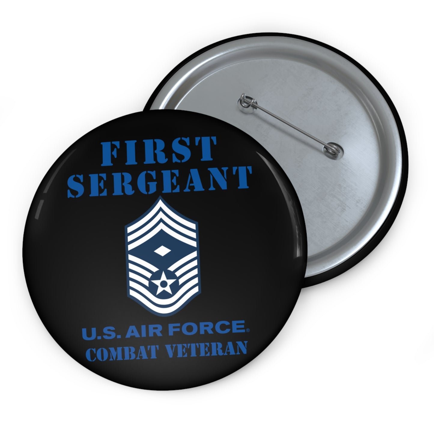 Custom Pin Button - USAF - First Sergeant (E9b) - 2020 - Combat Veteran