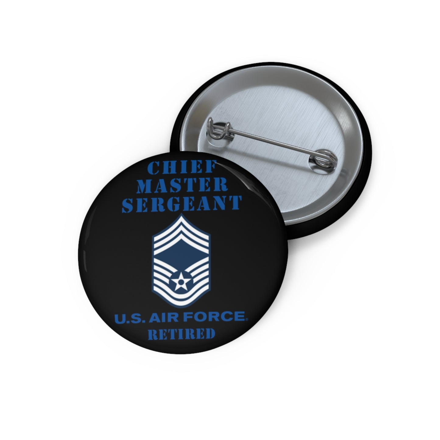 Custom Pin Button - USAF - Chief Master Sergeant (E9a) - 2020 - Retired