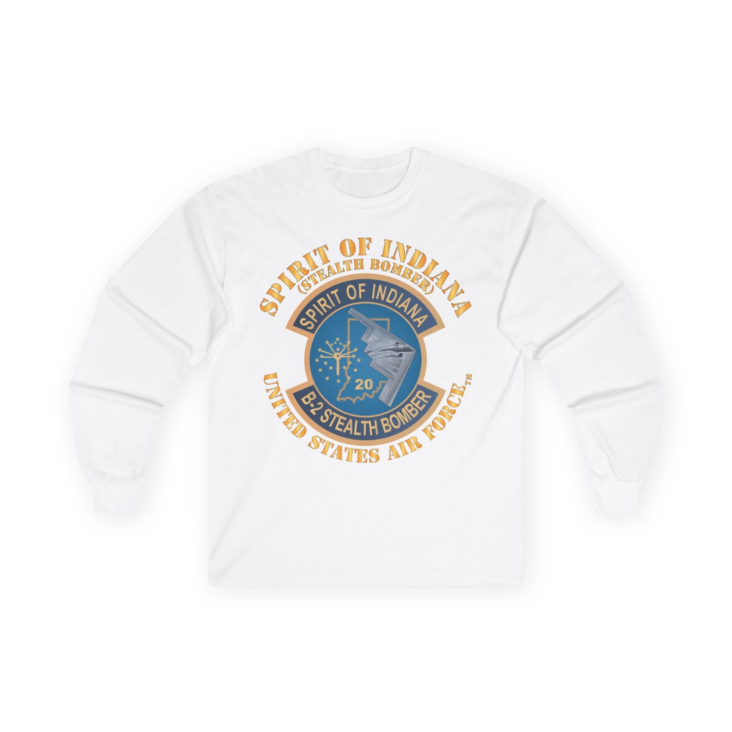 Unisex Ultra Cotton Long Sleeve Tee - USAF - B2 - Spirit of Indiana - Stealth Bomber X 300