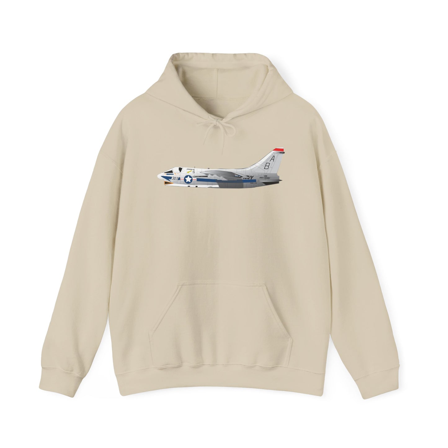 Unisex Heavy Blend Hooded Sweatshirt - Aircraft - Navy - A-7B Corsair II - Side X 300