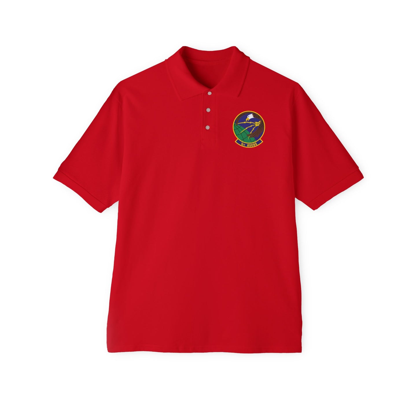 Men's Piqué Polo - USAF - 1st Air & Space Communications Operations Sq wo txt X 300