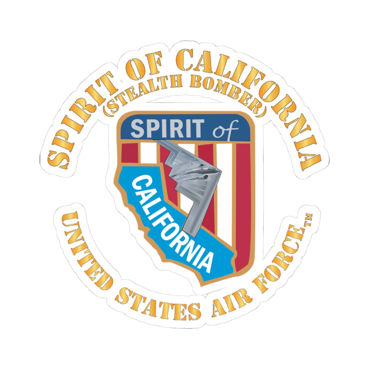 Kiss-Cut Stickers - USAF - B2 - Spirit of California - Stealth Bomber X 300