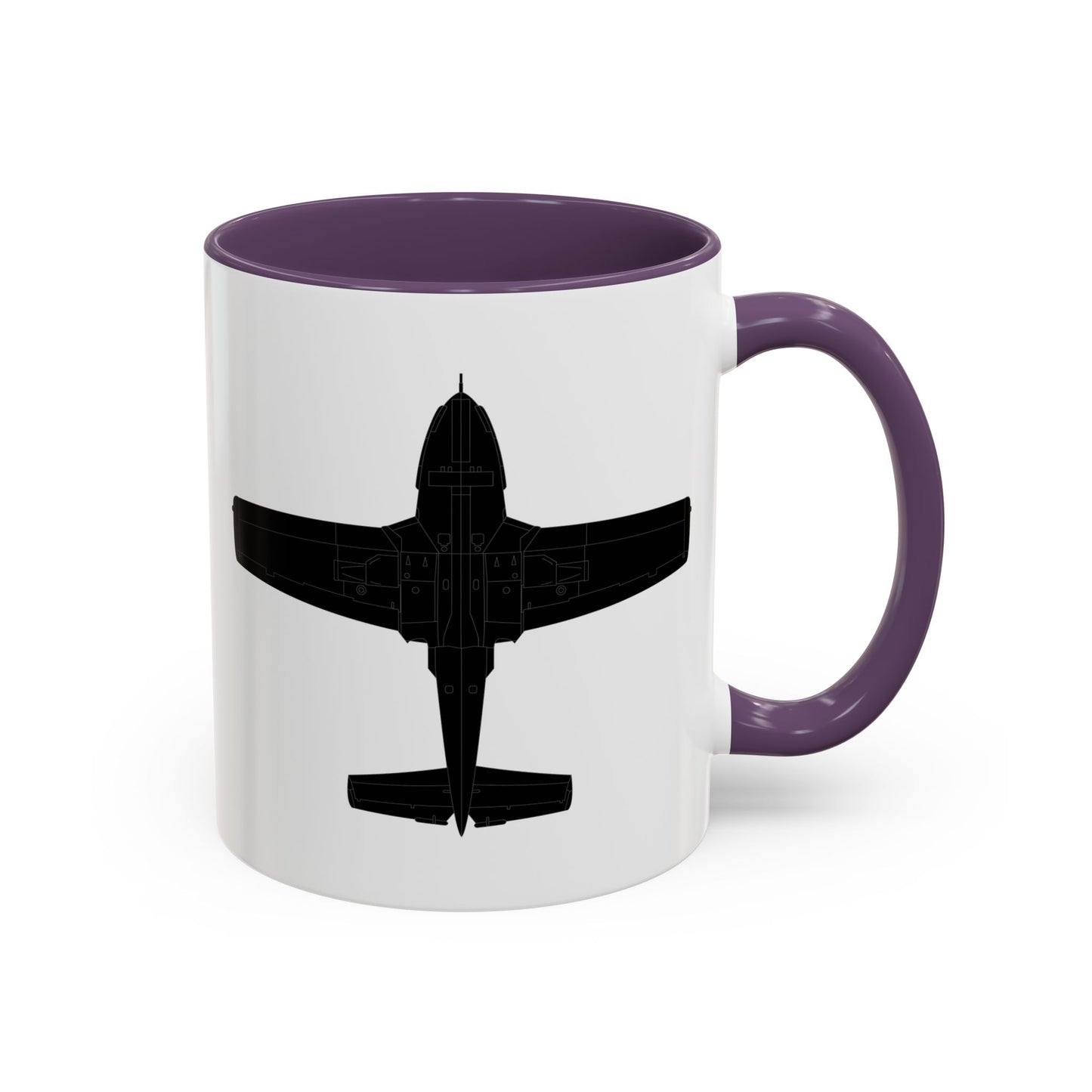 Accent Coffee Mug (11oz & 15oz) - Aircraft - T-37-Trainer - Bottom - Black - Metal X 300