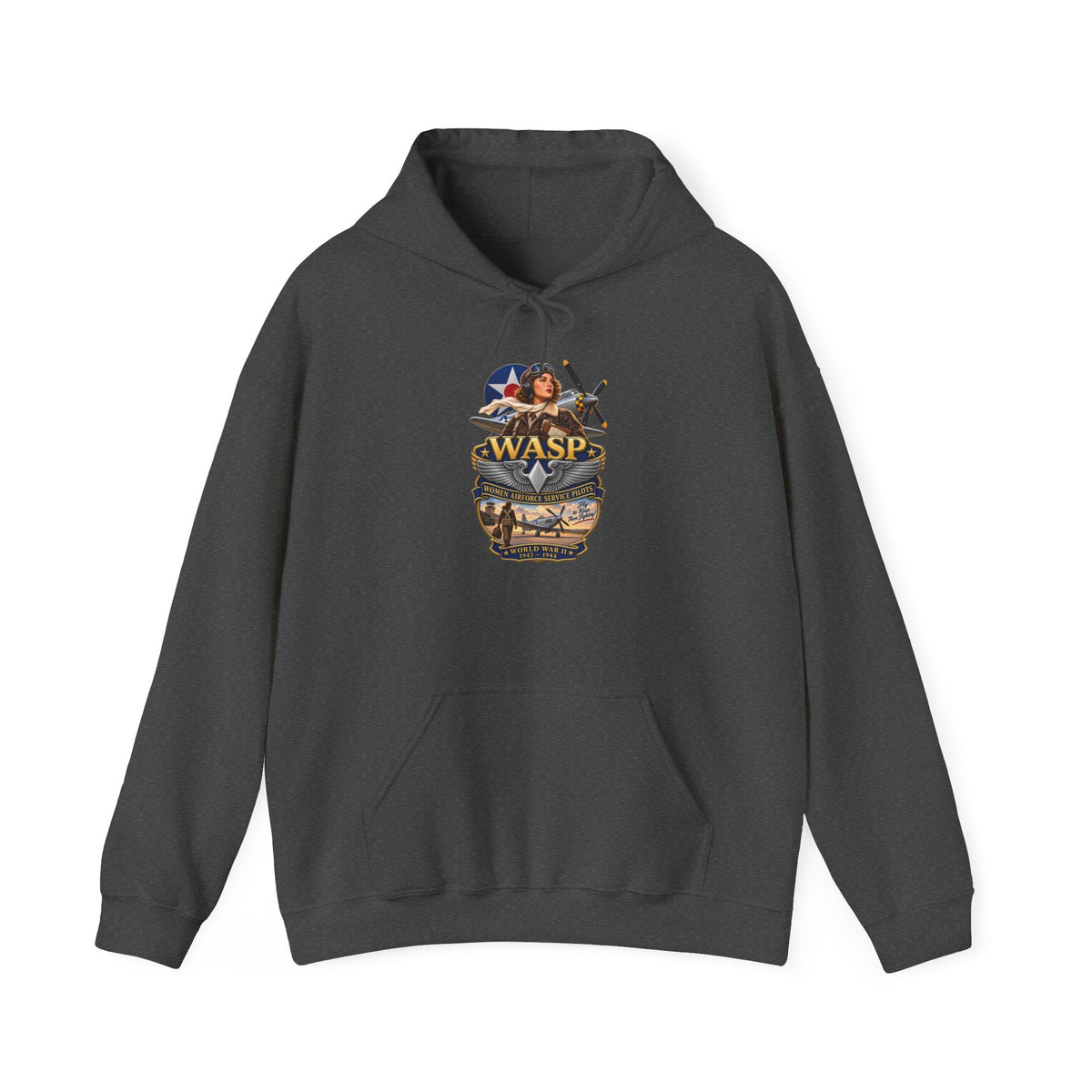 Unisex Heavy Blend Hooded Sweatshirt - WASP - Women Airforce Service Pilot - WWII - 3D - Enhanced