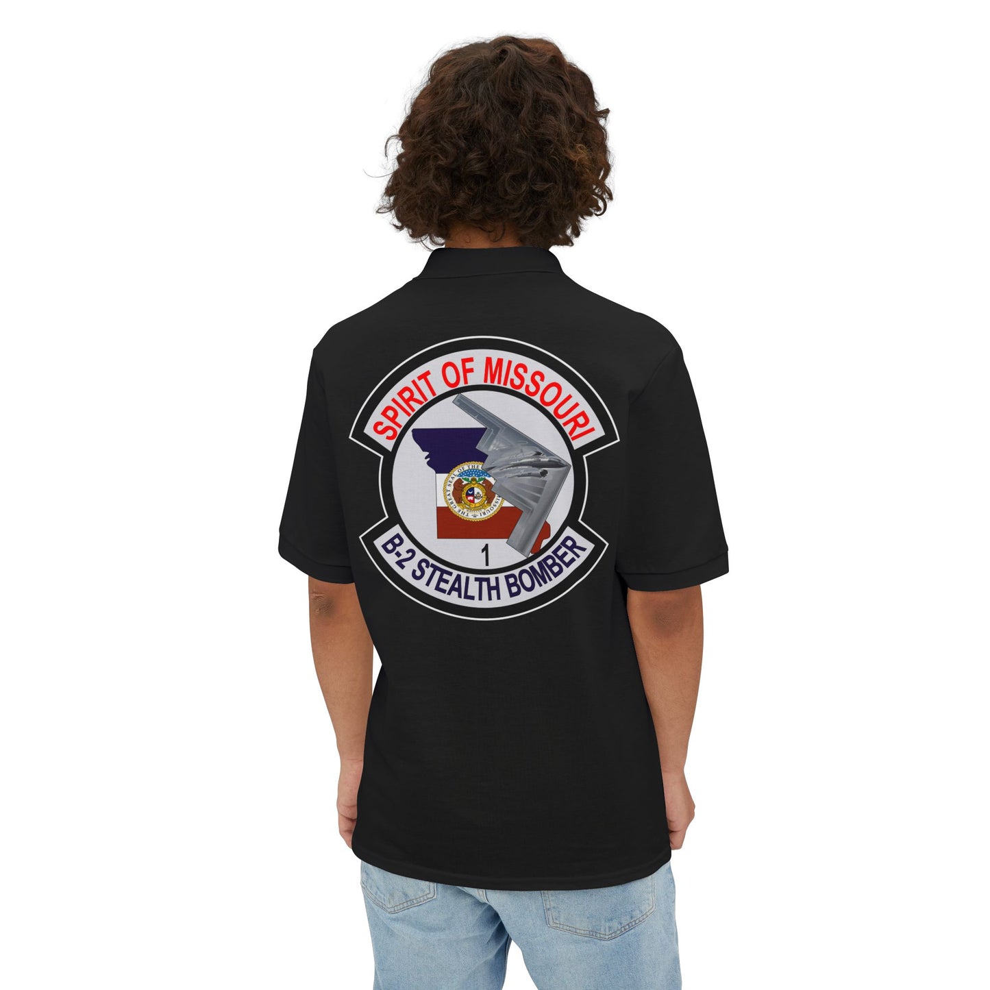 Men's Piqué Polo - USAF - B2 - Spirit of Missouri - Stealth Bomber wo Txt