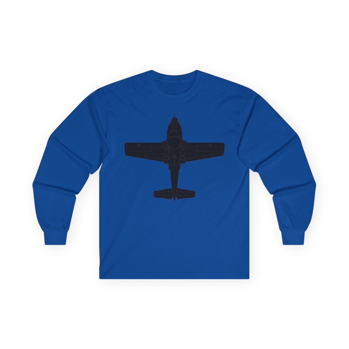 Unisex Ultra Cotton Long Sleeve Tee - Aircraft - T-37-Trainer - Top - Black - Metal X 300