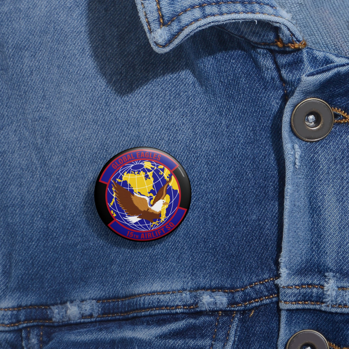 Custom Pin Button - USAF - 15th Airlift Squadron wo txt